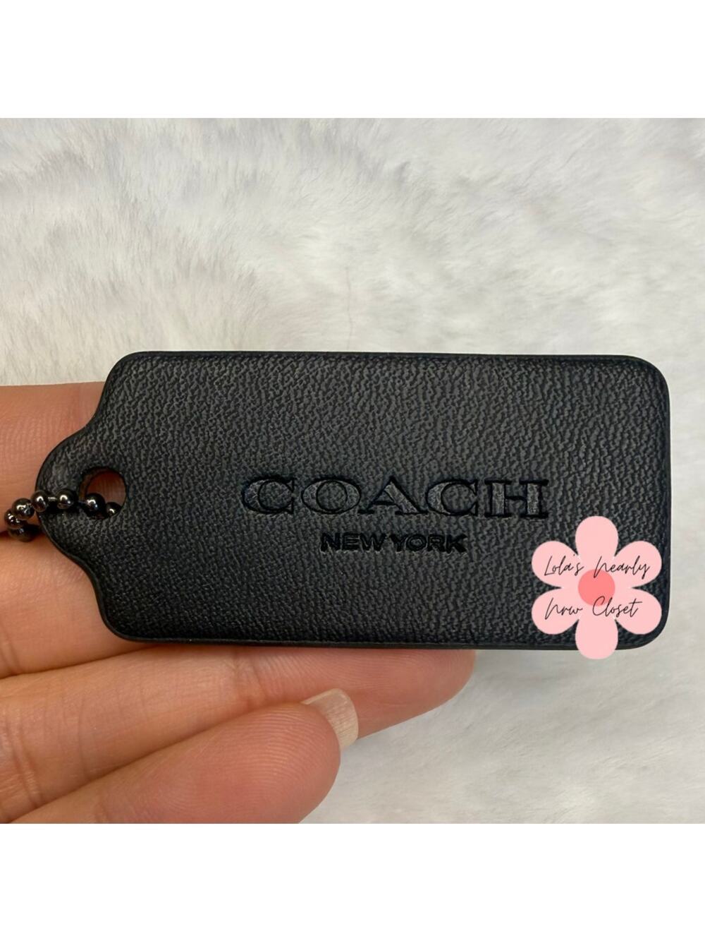 2" COACH Black Fob Bag Charm Hang tag Hangtag